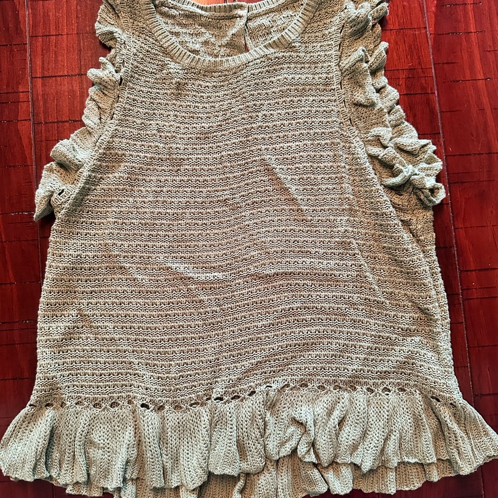 Green Knit Ruffle Sweater